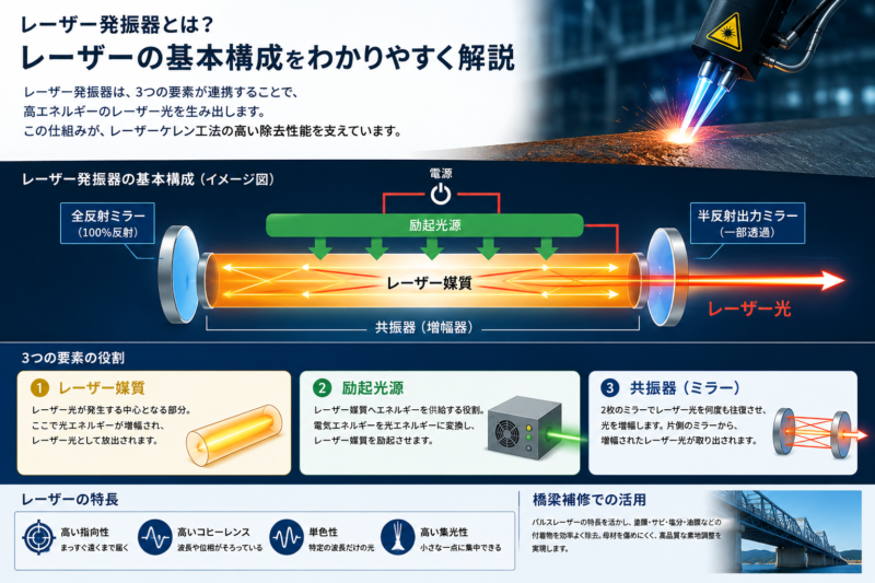 レーザー発振器とは？レーザーの基本構成をわかりやすく解説　